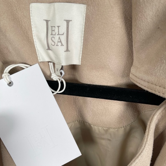 Helsa Suede Double Breasted Belted Oversized Long Trench Coat in Clay Size M - Picture 13 of 14